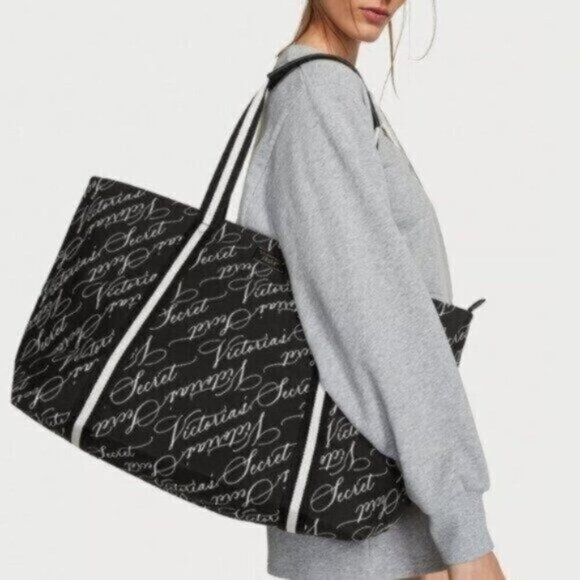 Victoria's Secret Handbags - NWT Victoria's Secret Logo Weekender Tote - Black & White